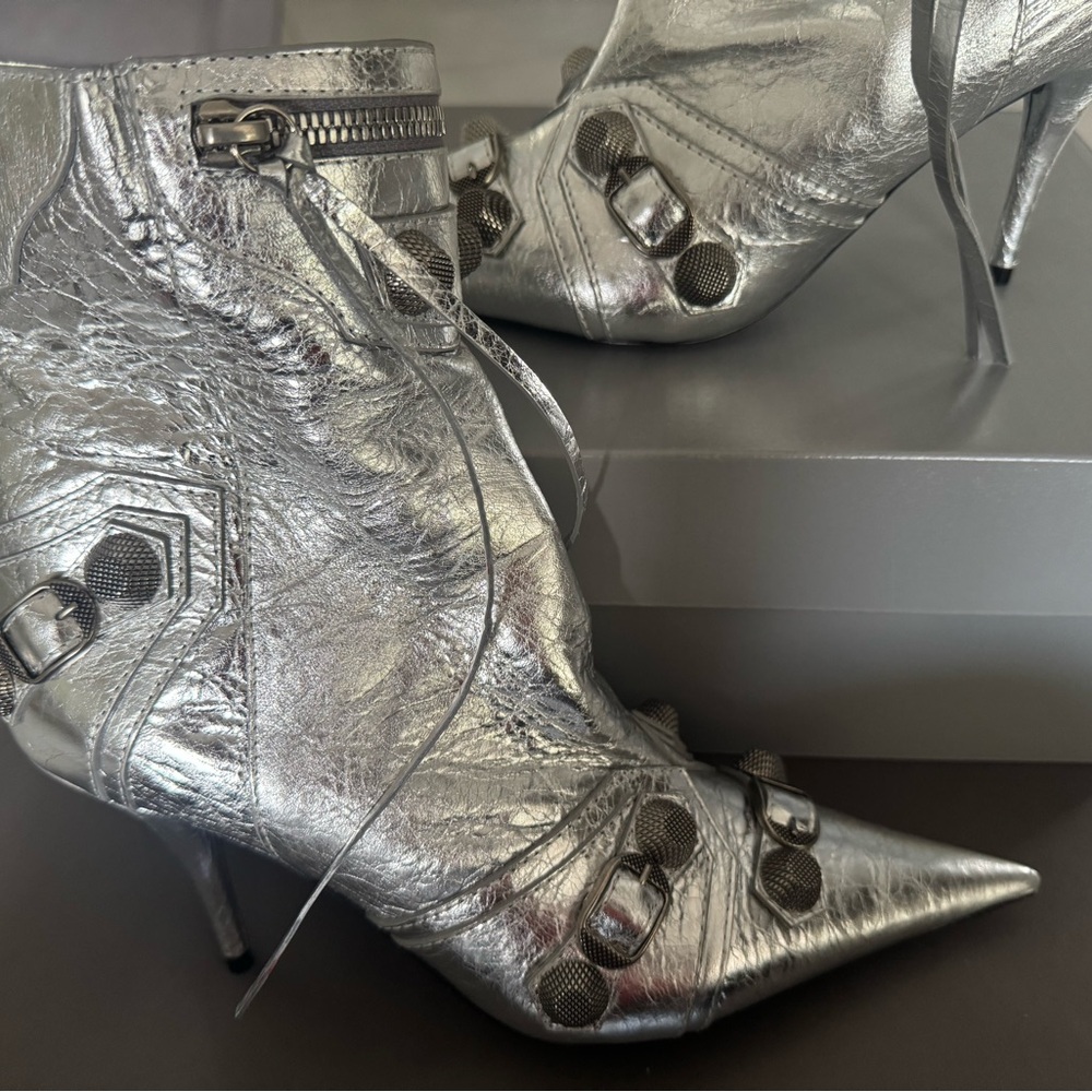 Balenciaga Metallic Silver Ankle Boots - Picture 7 of 9